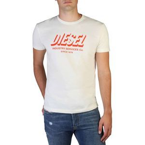 Diesel White Short Sleeve Tee with Orange Logo